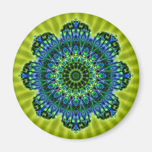 Mandala green blue   lightgreen flower magnet
