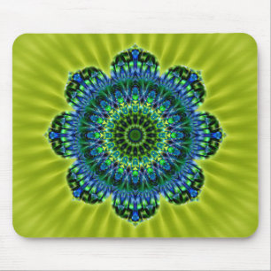 Mandala green blue   lightgreen flower mouse mat