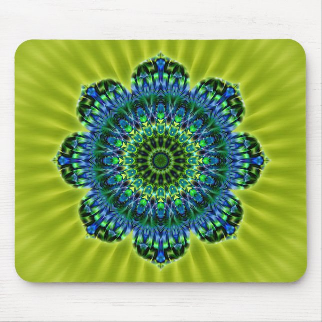 Mandala green blue | lightgreen flower mouse mat (Front)