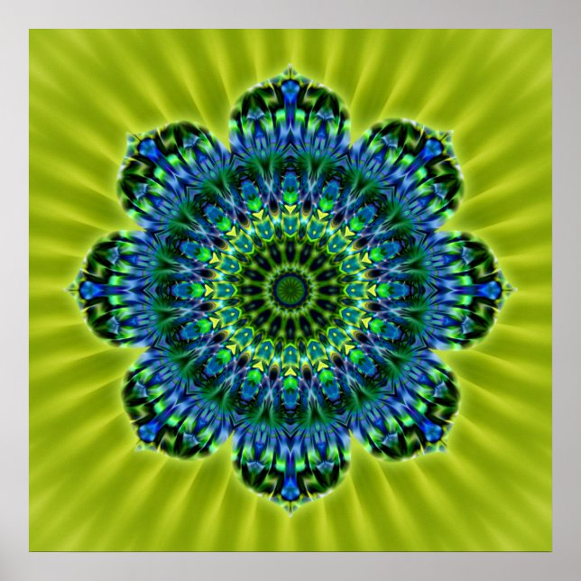 Mandala green blue | lightgreen flower poster (Front)