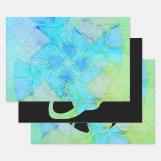 Mandala Green Chalk Sketch Wrapping Paper Sheet