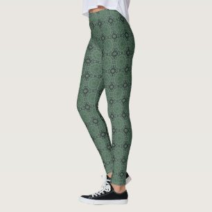 Mandala Green Grey Leggings