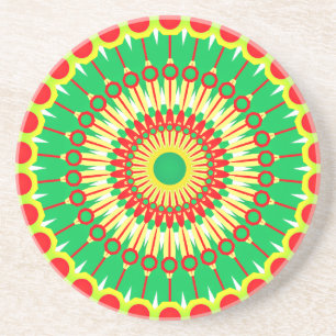 Mandala Green Red Circle Design-58577 Coaster