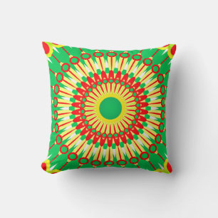 Mandala Green Red Circle Design-58577 Cushion