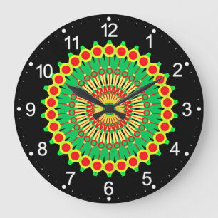 Mandala Green Red Circle Design-58577 Large Clock