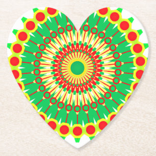 Mandala Green Red Circle Design-58577 Paper Coaster