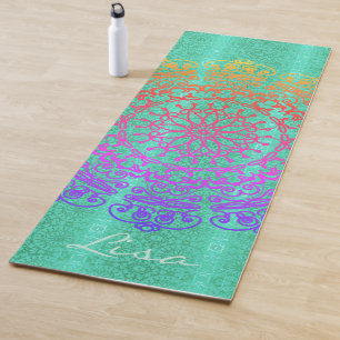 Mandala Green w/Name Yoga Mat