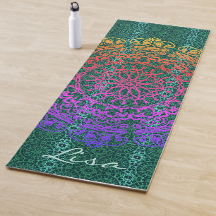 Mandala Green w/Name Yoga Mat