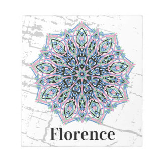 Mandala. Grunge style with personalized name. Notepad