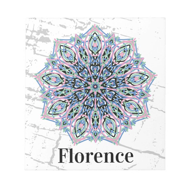 Mandala. Grunge style with personalized name. Notepad (Front)
