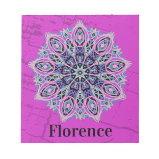 Mandala. Grunge style with personalized name. Notepad