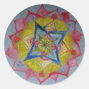 Mandala Hand Painted Classic Round Sticker, Glossy Classic Round Sticker