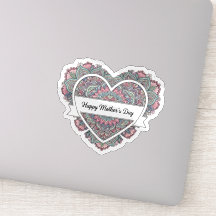 Mandala Heart Mothers Day Sticker  Mum Floral Boho