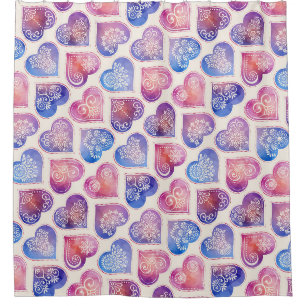 Mandala Heart Pattern Shower Curtain