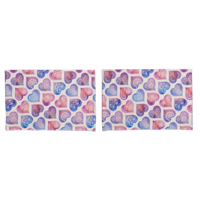 Mandala Hearts Pattern Pillowcase (Front-Set)