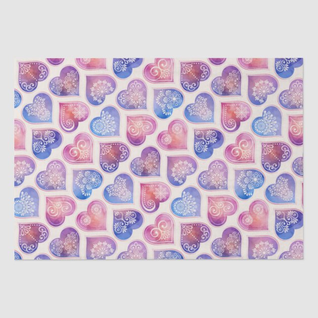Mandala Hearts Pattern  Tissue Paper (Front)