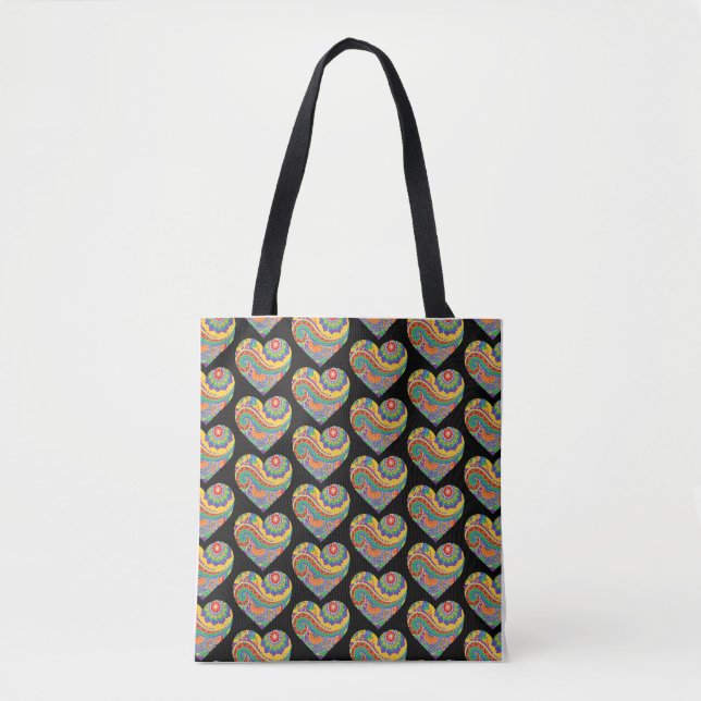 Mandala Hearts Tote Bag (Front)