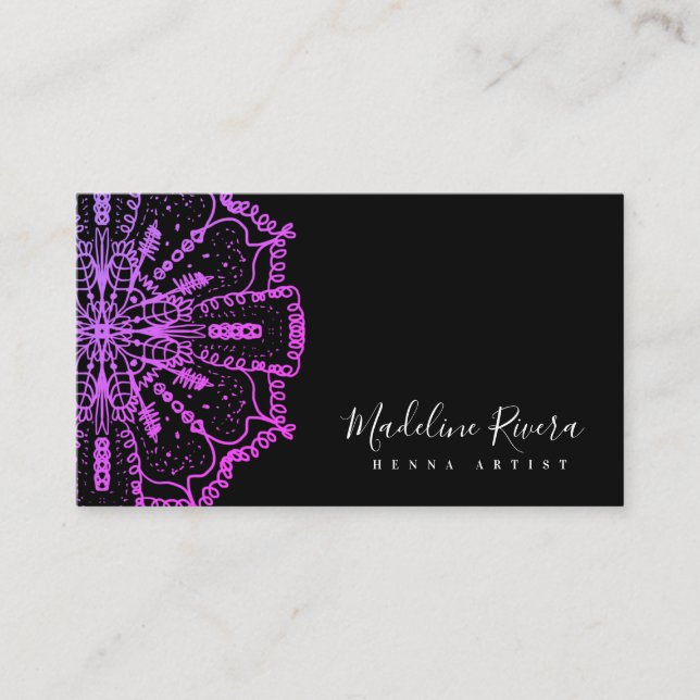 Mandala Henna Artist Yoga Macrame Business Card (Front)