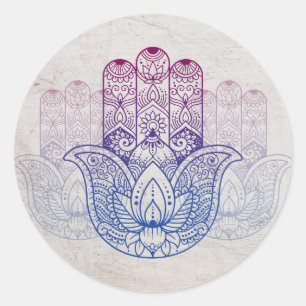 Mandala Henna Lotus Hand Classic Round Sticker