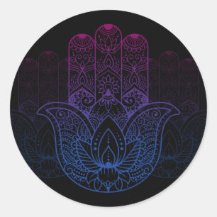 Mandala Henna Lotus Hand Classic Round Sticker