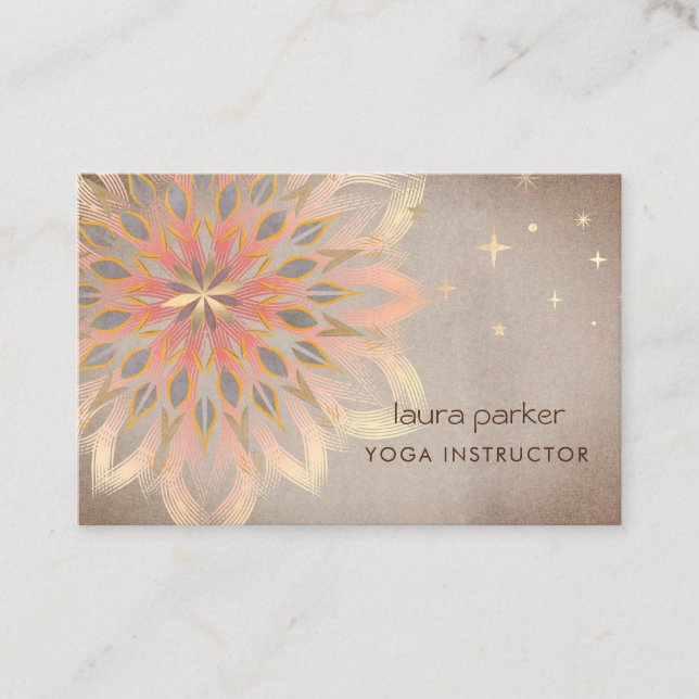 Mandala Holistic Lotus Floral Zen Meditation Yoga Business Card (Front)