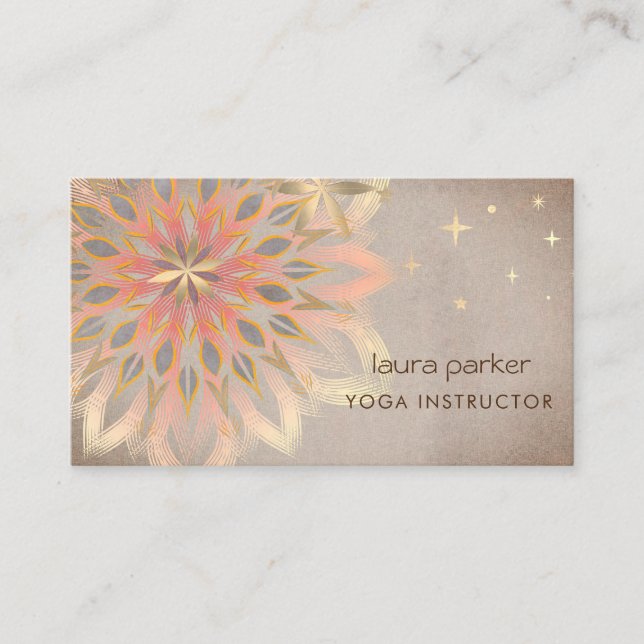 Mandala Holistic Lotus Floral Zen Meditation Yoga Business Card (Front)