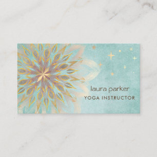 Mandala Holistic Lotus Floral Zen Yoga Teal Business Card