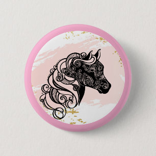 Mandala Horse Heard 6 Cm Round Badge