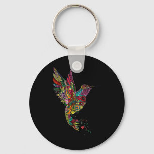 Mandala Hummingbird Graphic Yoga Art Spiritual Med Key Ring