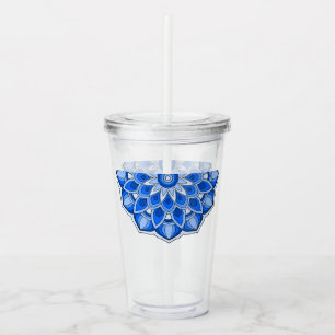 Mandala in blue acrylic tumbler