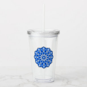 Mandala in blue acrylic tumbler