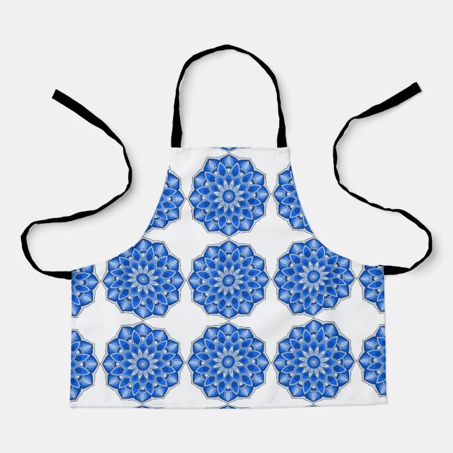 Mandala in blue All-Over Print Apron (Front)
