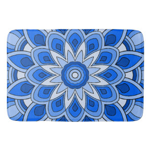 Mandala in blue bath mat