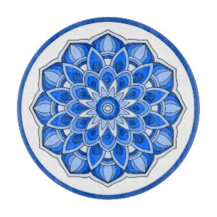 Mandala in blue cutting board