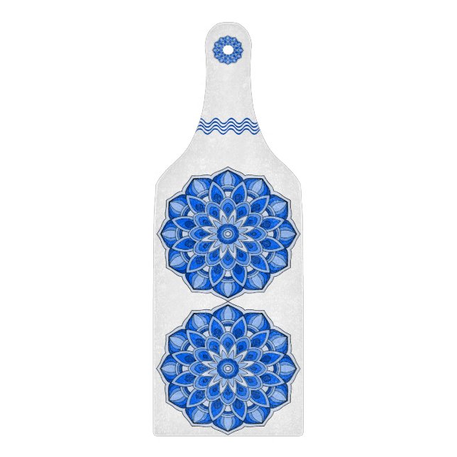 Mandala in blue  cutting board (Front)