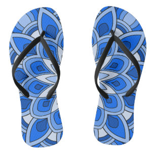 Mandala in blue flip flops