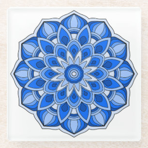 Mandala in blue glass coaster