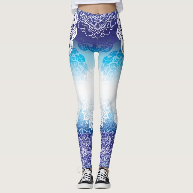 Mandala in Blue Hues Leggings (Front)