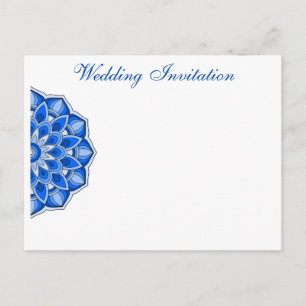 Mandala in blue invitation postcard