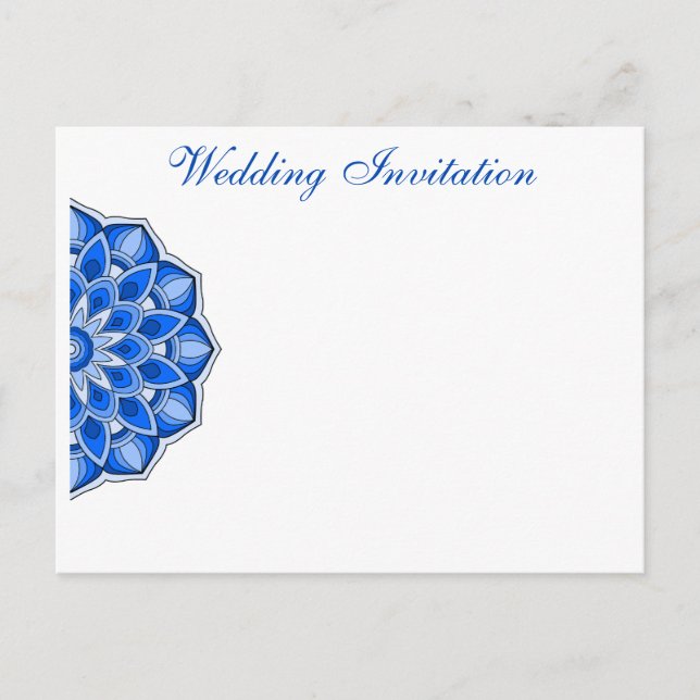 Mandala in blue invitation postcard (Front)