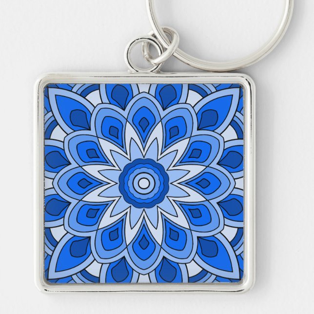 Mandala in blue key ring (Front)