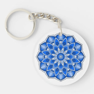 Mandala in blue key ring