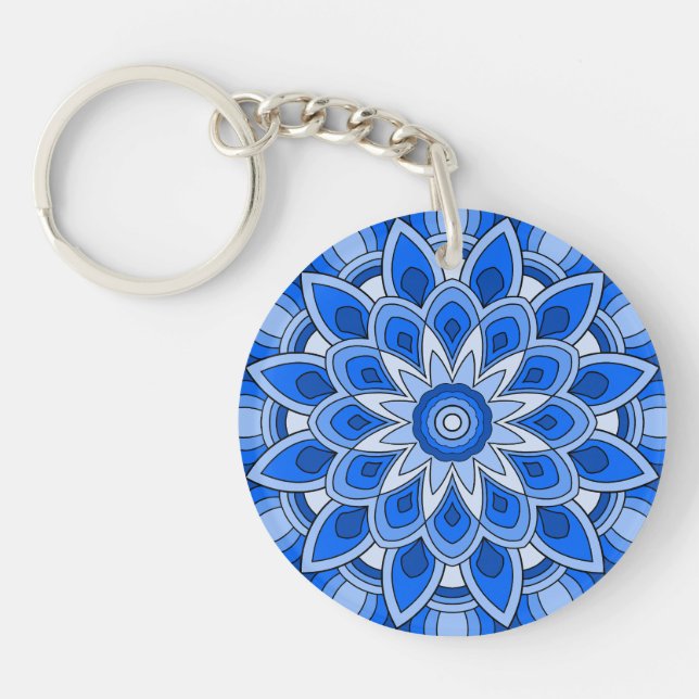 Mandala in blue key ring (Front)