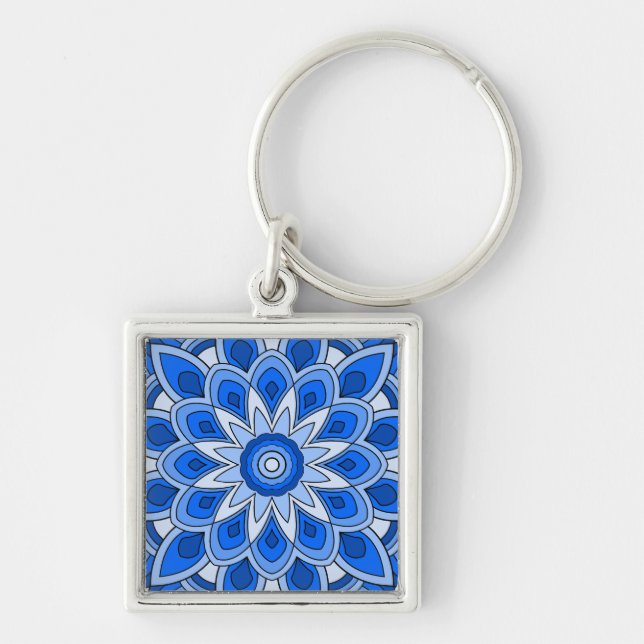 Mandala in blue key ring (Front)