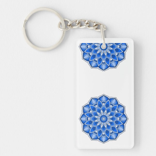 Mandala in blue key ring (Front)