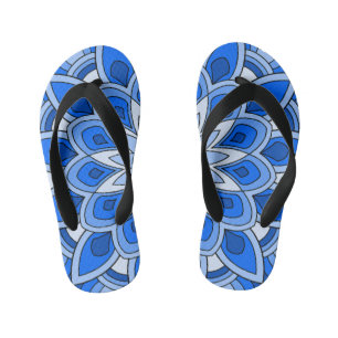 Mandala in blue kid's flip flops