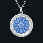 Mandala in blue Necklace<br><div class="desc">While the mandala originated in India,  today the beauty of the modernized mandalas are suitable for many items in the home,  as well as for decorations on clothing. 

Note: there are a variety of products with this design suitable for your home or function,  & mandalas in other colors.</div>