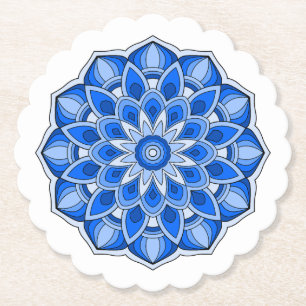 Mandala in blue paper coaster