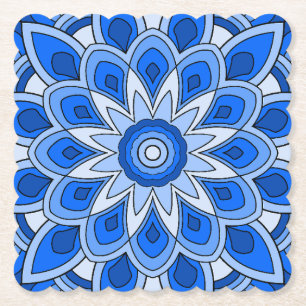 Mandala in blue paper coaster