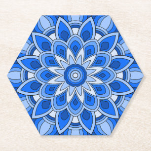 Mandala in blue paper coaster